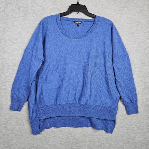 Eileen Fisher Royal Blue 100% Merino Wool Oversized Lightweight Sweater Size M - Picture 1 of 8